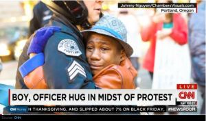 hugging officer